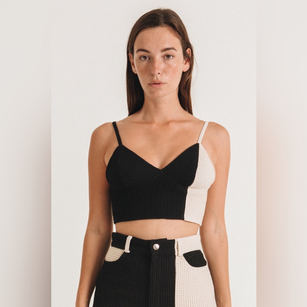 NWOT Aniela Parys Sea Waffle Crop Top Two-Tone